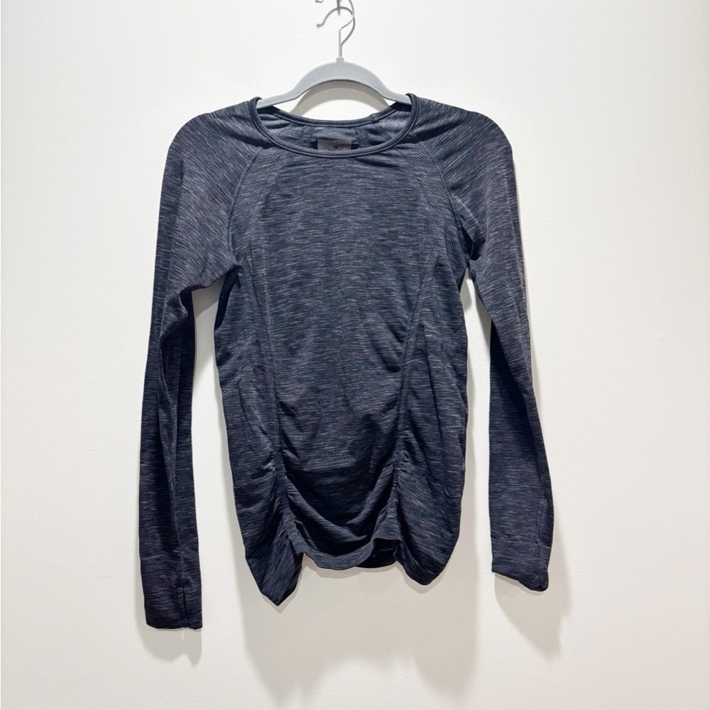 Athleta Charcoal Fastest Track Seamless Long Sleeve Fitted Athletic Top Size M